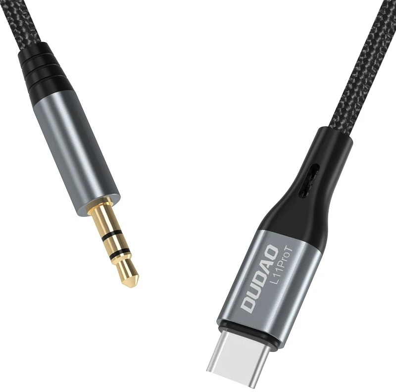 Audio kabelis Dudao L11ProT USB-C to 3.5mm 1.0m juodas