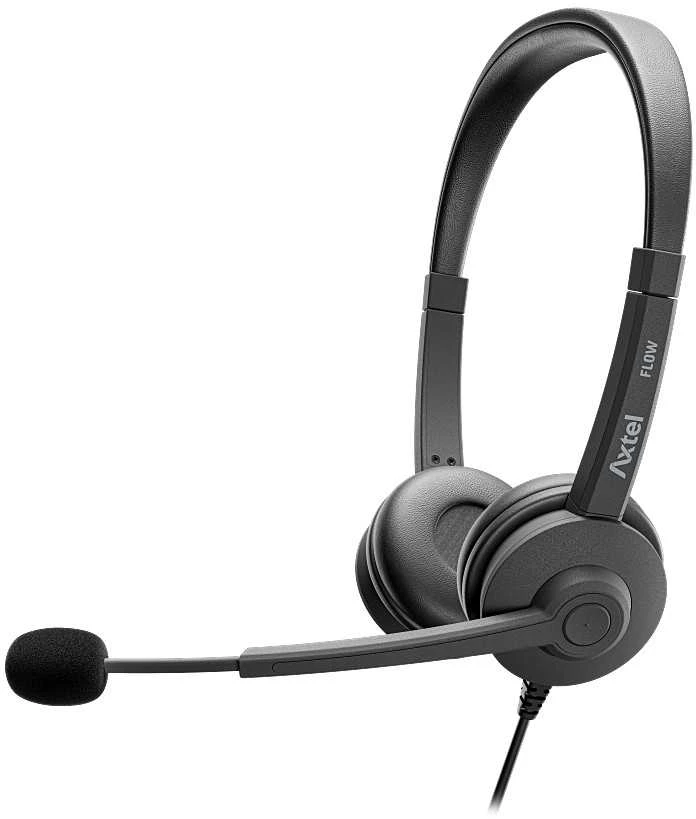 Ausinės su mikrofonu Axtel FLOW UC stereo USB-A/C juodos