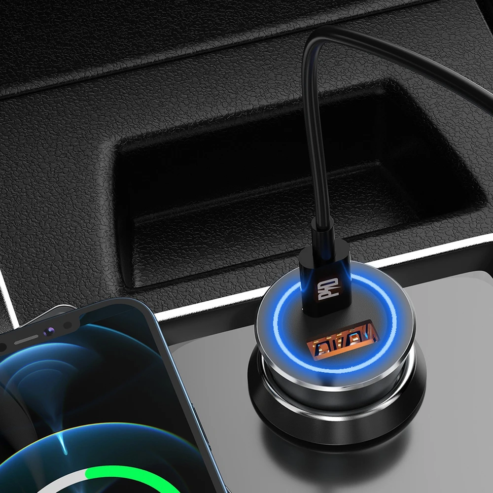 Automobilinis įkroviklis Dudao R4Max 55W USB-C/USB-A pilkas
