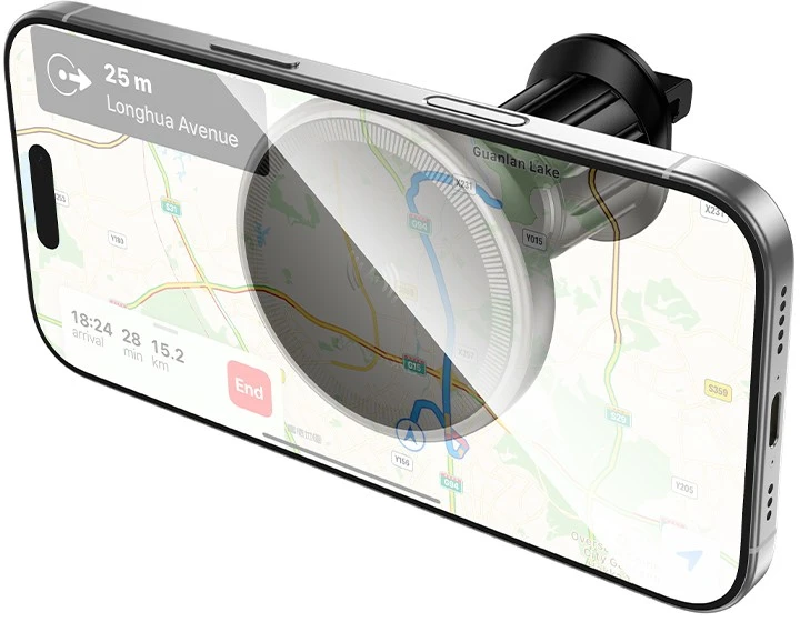 Borofone automobilinis laikiklis BH224 Flash magnetinis su indukciniu įkrovimu prie oro ventiliacijos angos, juodas
