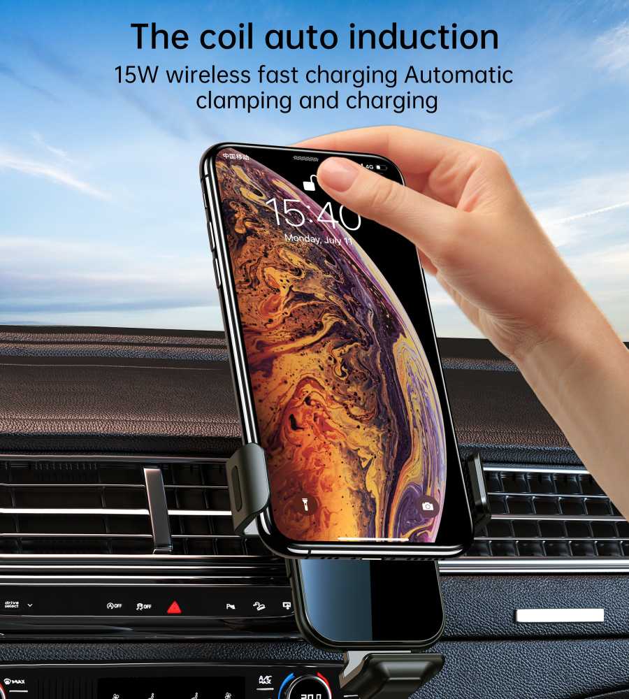 Automobilinis laikiklis-įkroviklis Choetech 15W Electric Car Wireless Charger With Magnetic Head T201-F juodas