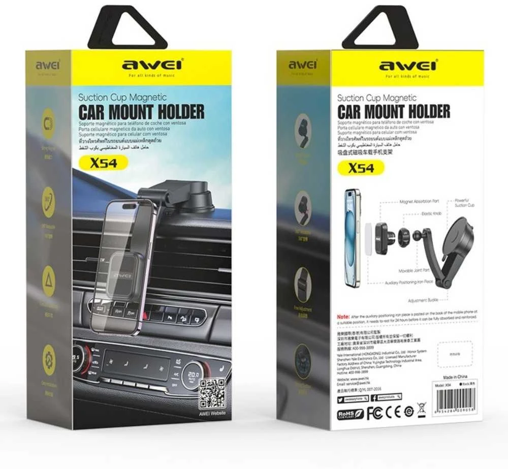 Automobilinis telefono laikiklis Awei X54 Magnetic (dashboard/windshield) juodas