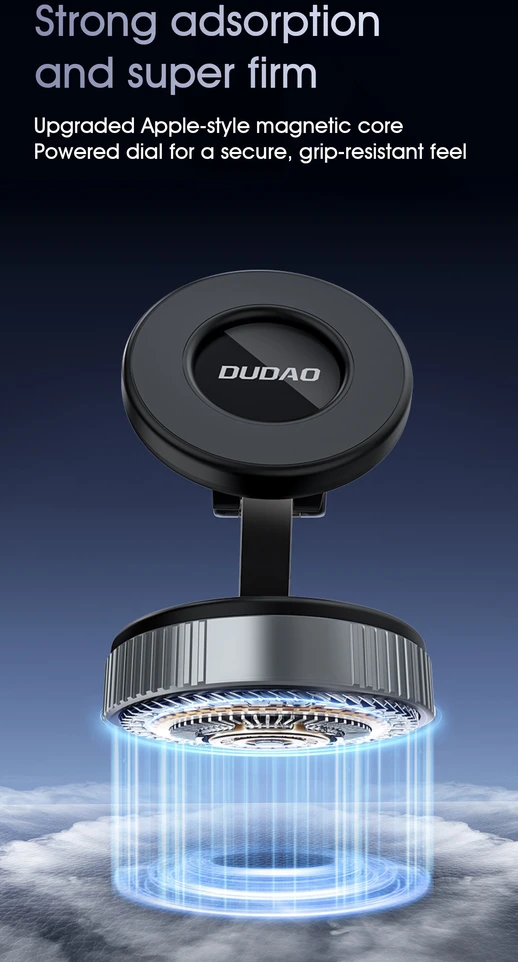 Dudao F24PRO „MagSafe“ suderinamas automobilio laikiklis su siurbtuku, skirtas priekiniam stiklui arba prietaisų skydeliui - Juodas