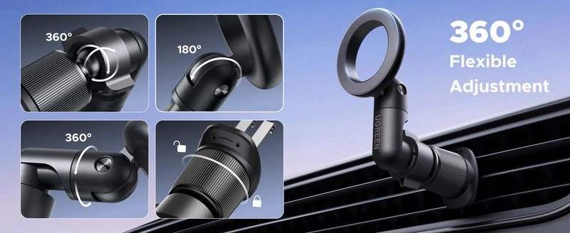Ugreen Automobilinis magnetinis telefono laikiklis (į ventiliacijos groteles), juodas