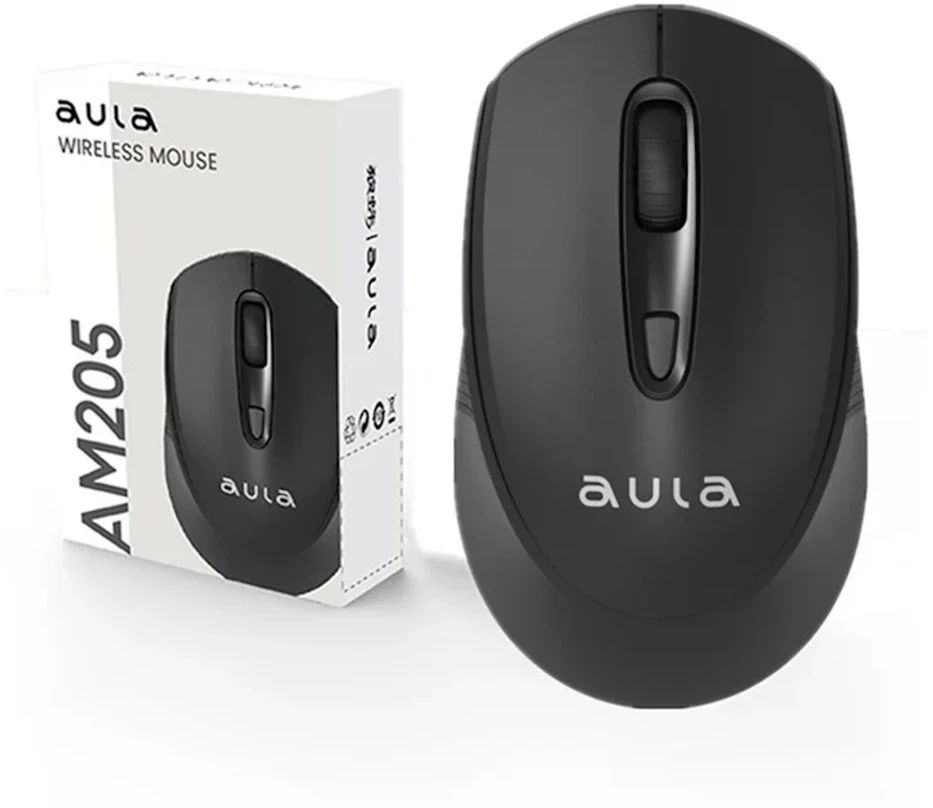 Aula AM205 2.4G Bezvadu Komplakta Datora Pele 4 pogas 800-1600dpi Melna