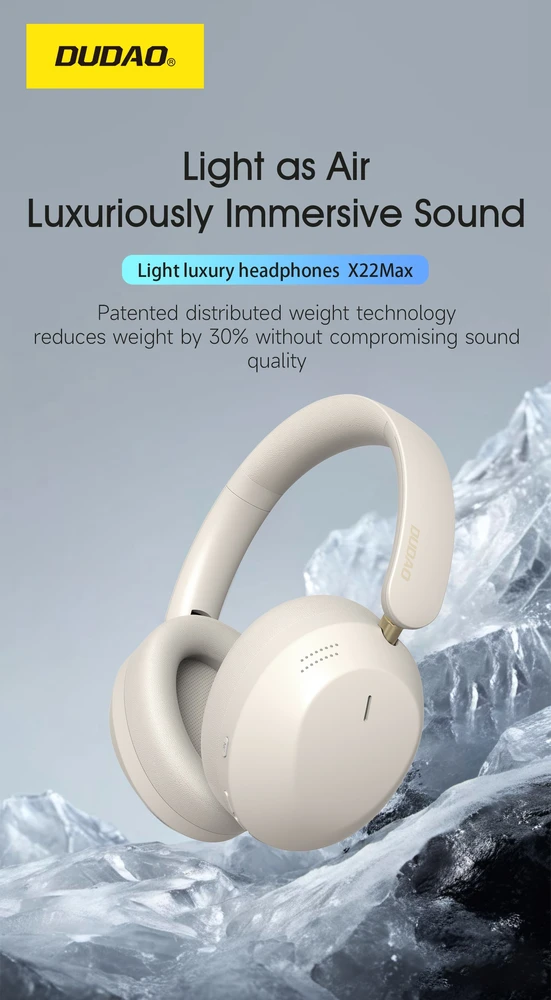 Dudao X22 Max Belaidės Ant ausų uždedamos Bluetooth Ausinės with ANC - rusvai gelsvas