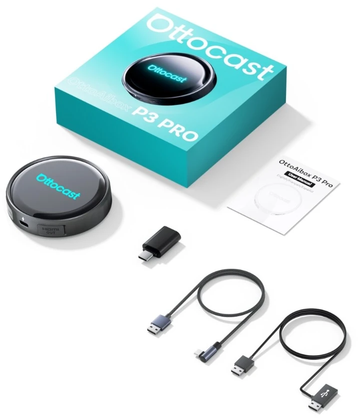 Ottocast OTTOAIBOX P3 Pro belaidis „Android“ adapteris, modelis