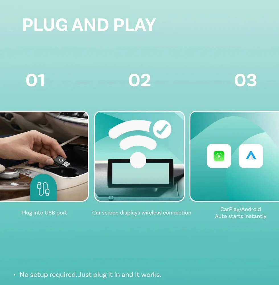 Belaidis CarPlay/Android Auto adapteris Ottocast Mini Aura juodas CA530-T