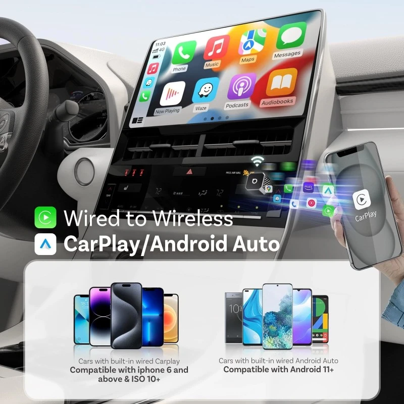 Belaidis CarPlay/Android Auto adapteris Ottocast Mini Cube juodas CP88-T3