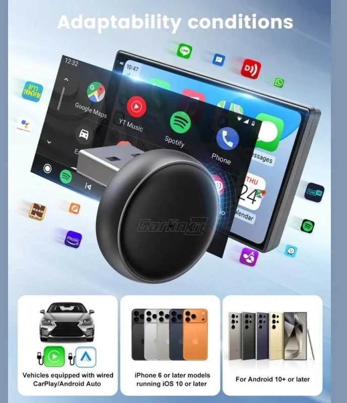 Belaidis CarPlay/Android Auto adapteris Carlinkit Mini Ultra3 juodas