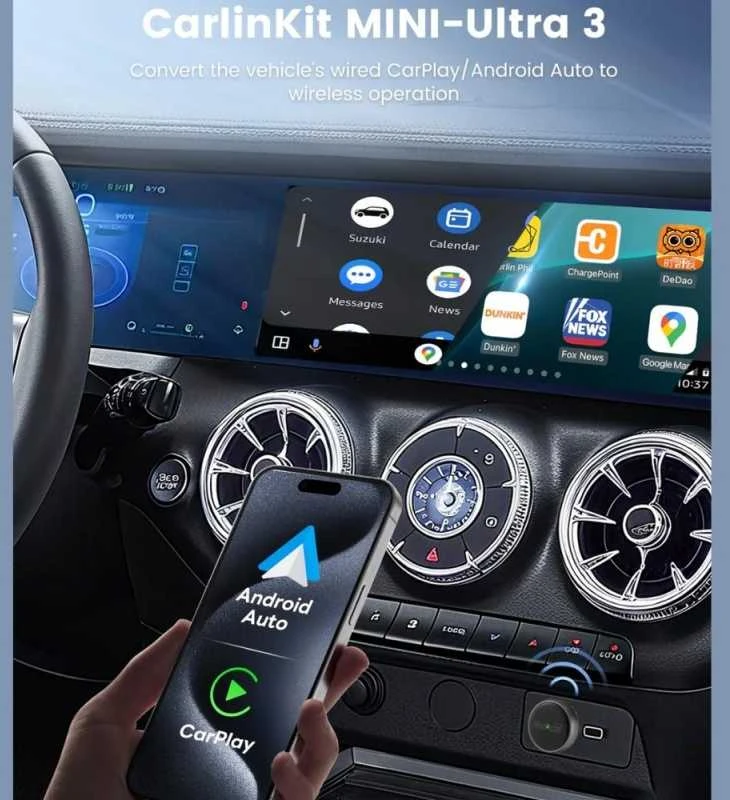 Belaidis CarPlay/Android Auto adapteris Carlinkit Mini Ultra3 juodas