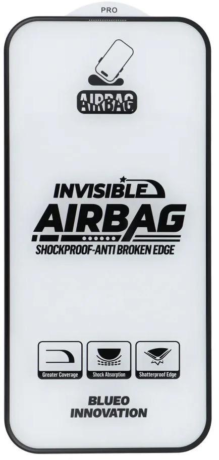 Blueo LCD apsauginis stikliukas 5D Mr. Monkey Glass (Airbag Anti-Broken) Apple iPhone 18 Pro Max juodas