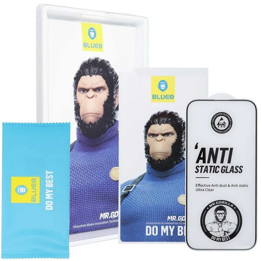Blueo LCD apsauginis stikliukas 5D Mr. Monkey Glass (Strong Lite) Samsung S936 S25 Plus juodas