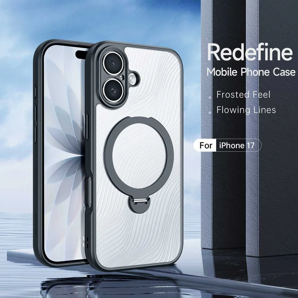 Dux Ducis Aimo Mag dėklas su Magnetic Ring and Stand skirtas Apple iPhone 17 – juodos spalvos