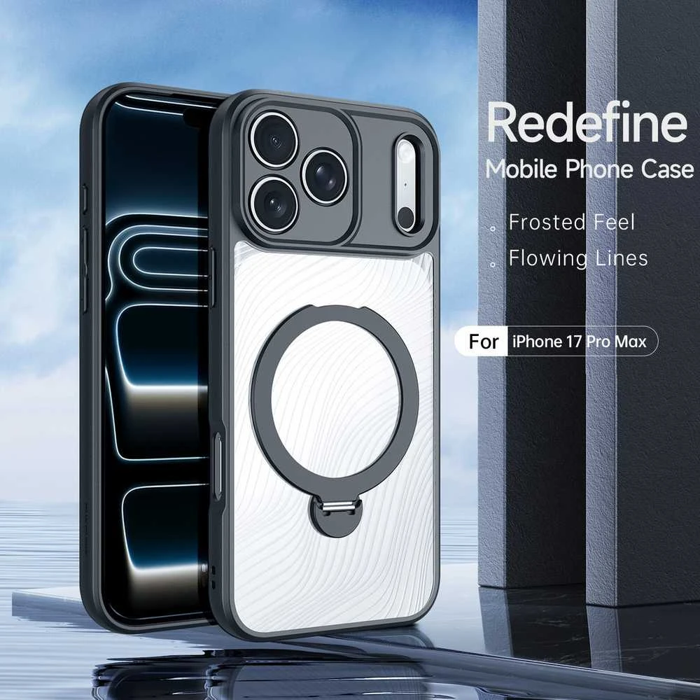 Dux Ducis Aimo Mag dėklas su Magnetic Ring and Stand skirtas Apple iPhone 17 Pro Max – juodos spalvos