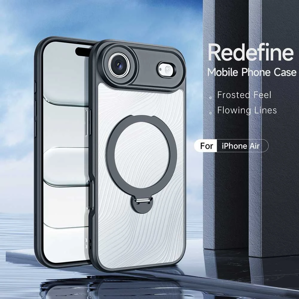 Dux Ducis Aimo Mag dėklas su Magnetic Ring and Stand skirtas Apple iPhone 17 Air – juodos spalvos