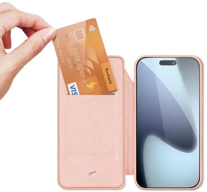 DUX DUCIS piniginės dėklas SKIN PRO, skirtas IPHONE 17 PRO, rožinis