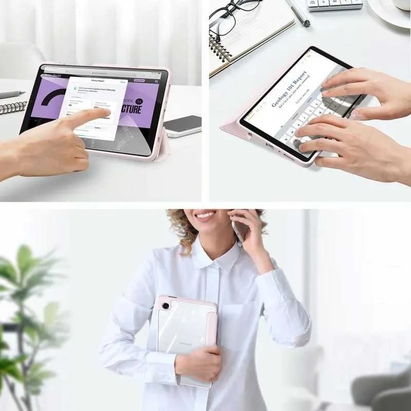 Dėklas Dux Ducis Toby Samsung X210/X215/X216 Tab A9 Plus 11.0/X230/X235/X236 Tab A11 Plus 11.0 rožinis