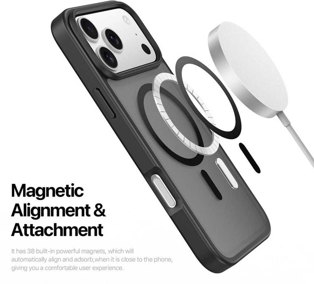 DUX DUCIS dėklas YIND, suderinamas su „MagSafe“, skirtas IPHONE 17 PRO MAX, juodas