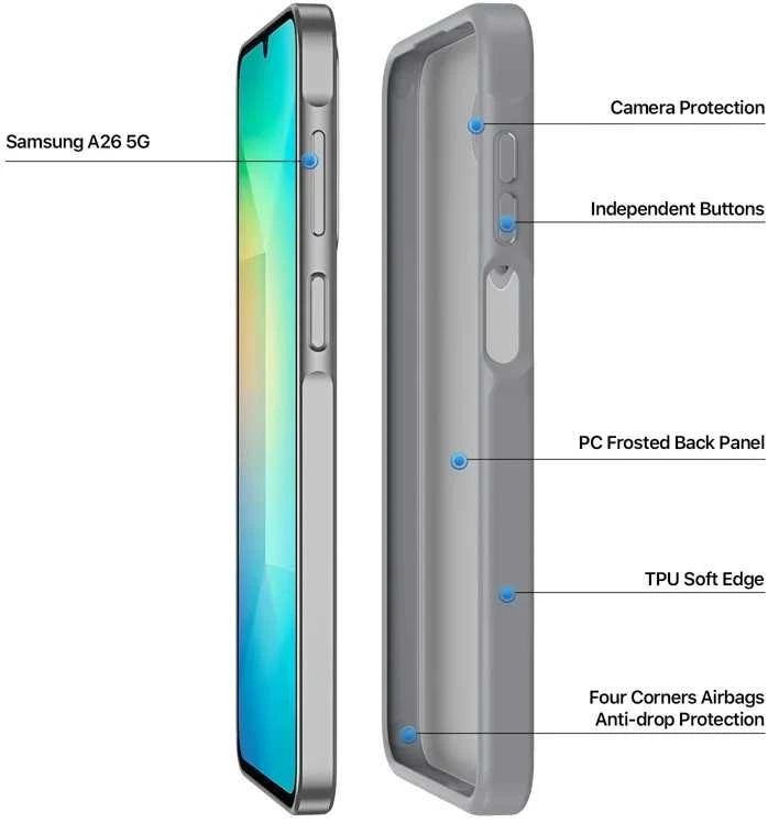 Dux Ducis dėklas YIND skirtas Samsung Galaxy A26 5G pilkos spalvos