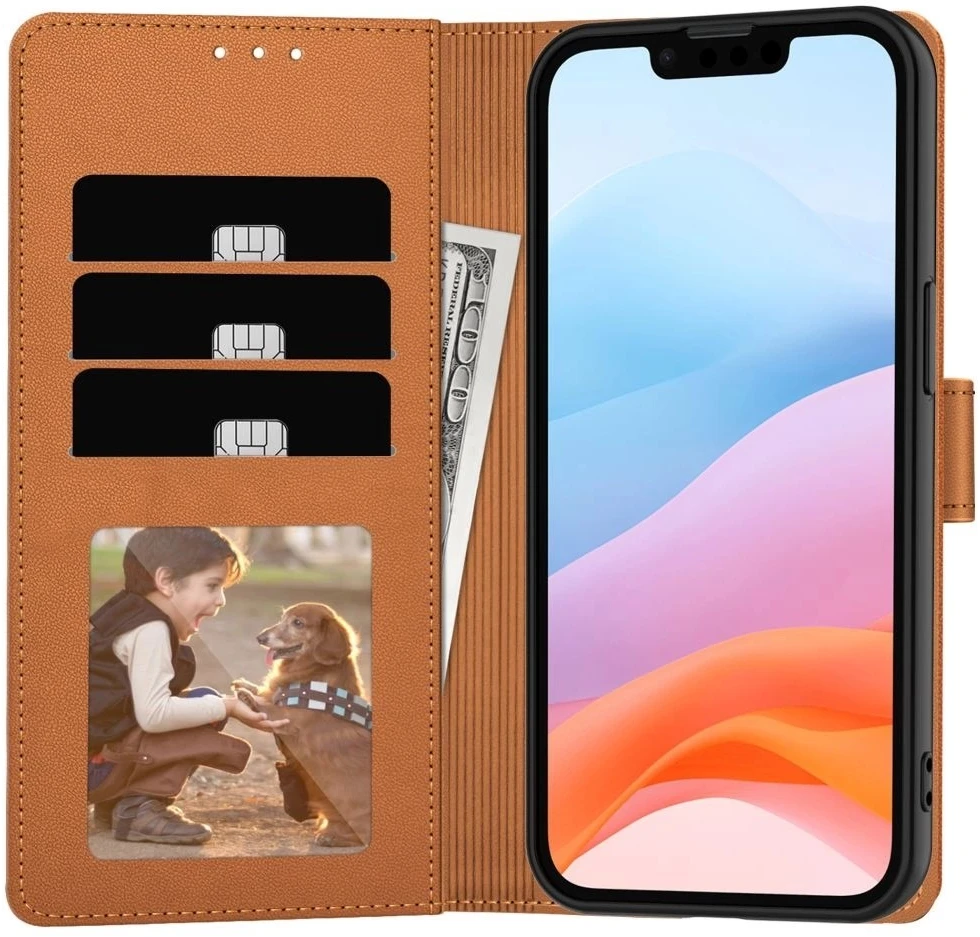 Dėklas Fancy Wallet Samsung S741 S26 FE rudas