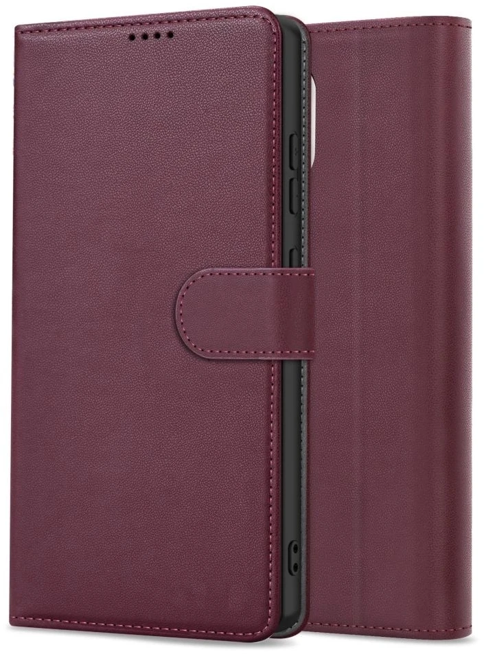 Dėklas Fancy Wallet Samsung S741 S26 FE tamsiai raudonas