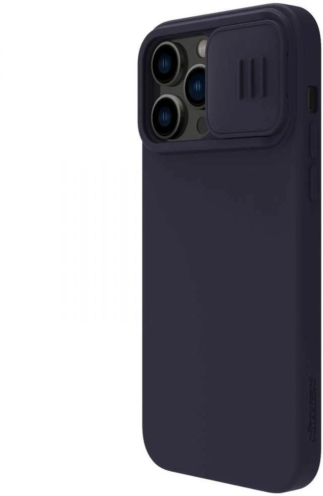 Dėklas Nillkin CamShield Silky Silicone Apple iPhone 15 Pro tamsiai violetinis