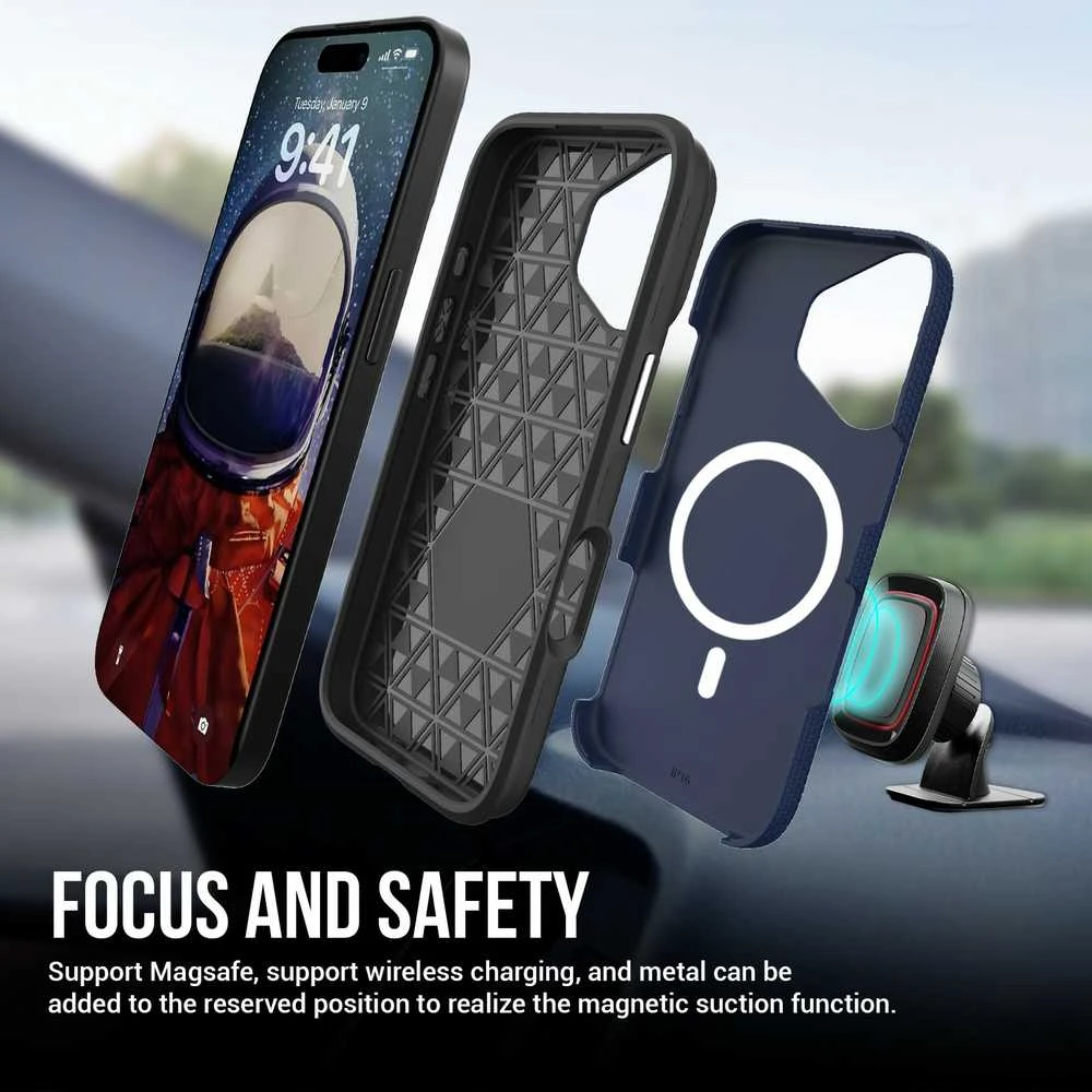 Dėklas Perfectionists Triangle Mag Case Apple iPhone 13/14 tamsiai mėlynas