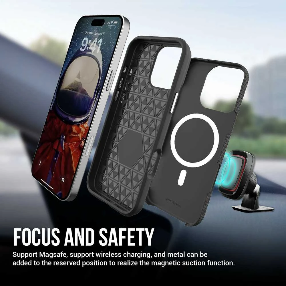 Dėklas Perfectionists Triangle Mag Case Apple iPhone 16 Pro juodas