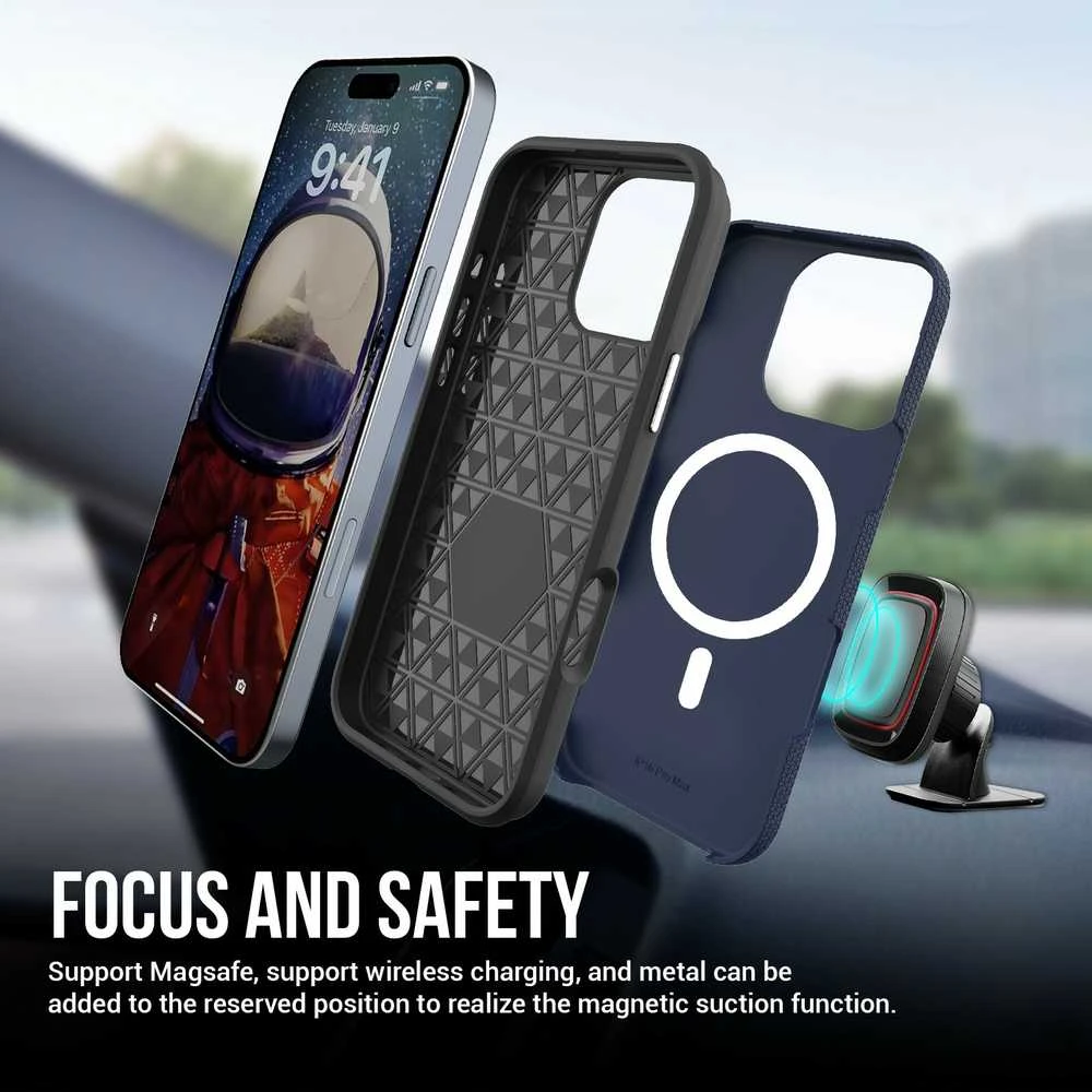 Dėklas Perfectionists Triangle Mag Case Apple iPhone 14 Pro Max tamsiai mėlynas