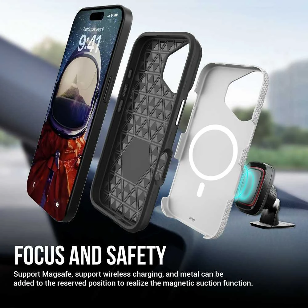 Dėklas Perfectionists Triangle Mag Case Apple iPhone 15 sidabrinis