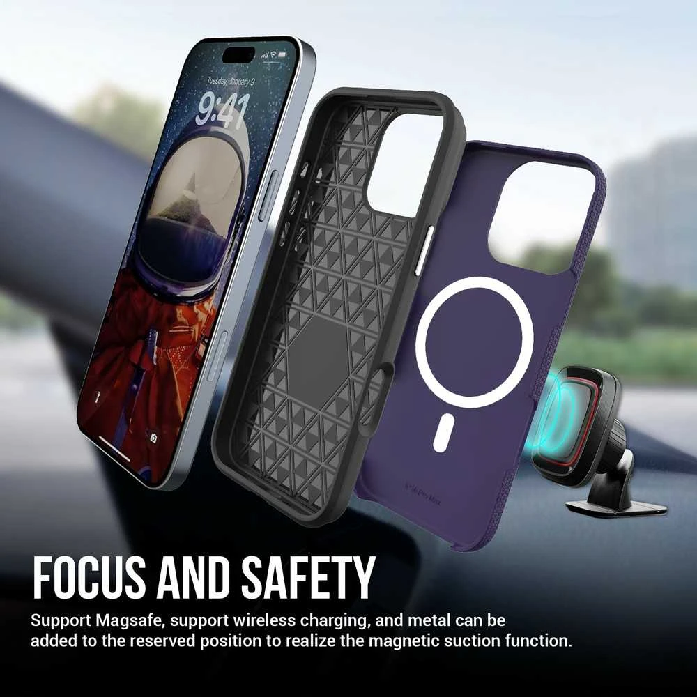 Dėklas Perfectionists Triangle Mag Case Apple iPhone 14 Pro Max violetinis