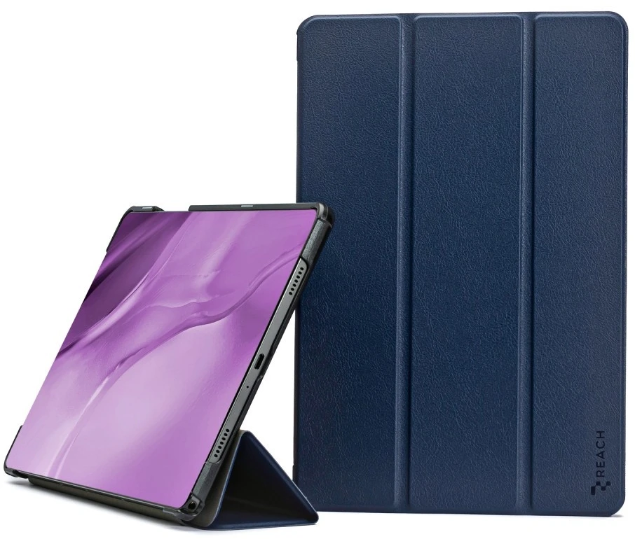 Dėklas Reach Smart Leather Samsung X610/X616 Tab S9 FE Plus tamsiai mėlynas