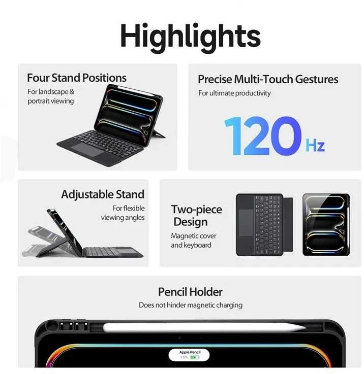 DUX DUCIS dėklas DK sulankstomas su belaide klaviatūra iPad Pro 11 (2024) juodas