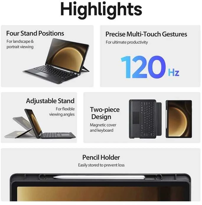 Dėklas su klaviatūra Dux Ducis DK Samsung X820 Tab S10 Plus/X810/816 Tab S9 Plus/X610/X616 Tab S9 FE Plus juodas