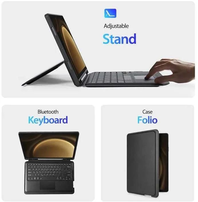 Dėklas su klaviatūra Dux Ducis DK Samsung X820 Tab S10 Plus/X810/816 Tab S9 Plus/X610/X616 Tab S9 FE Plus juodas
