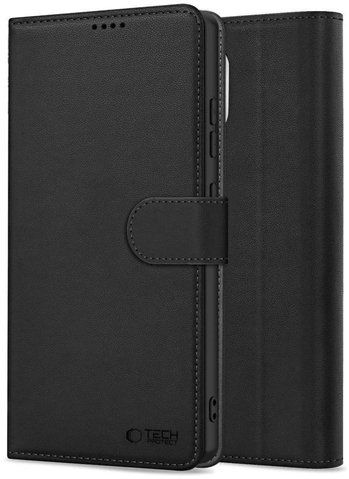 Dėklas Tech-Protect Wallet Xiaomi Redmi Note 15 Pro+ Plus 5G matinės juodos spalvos