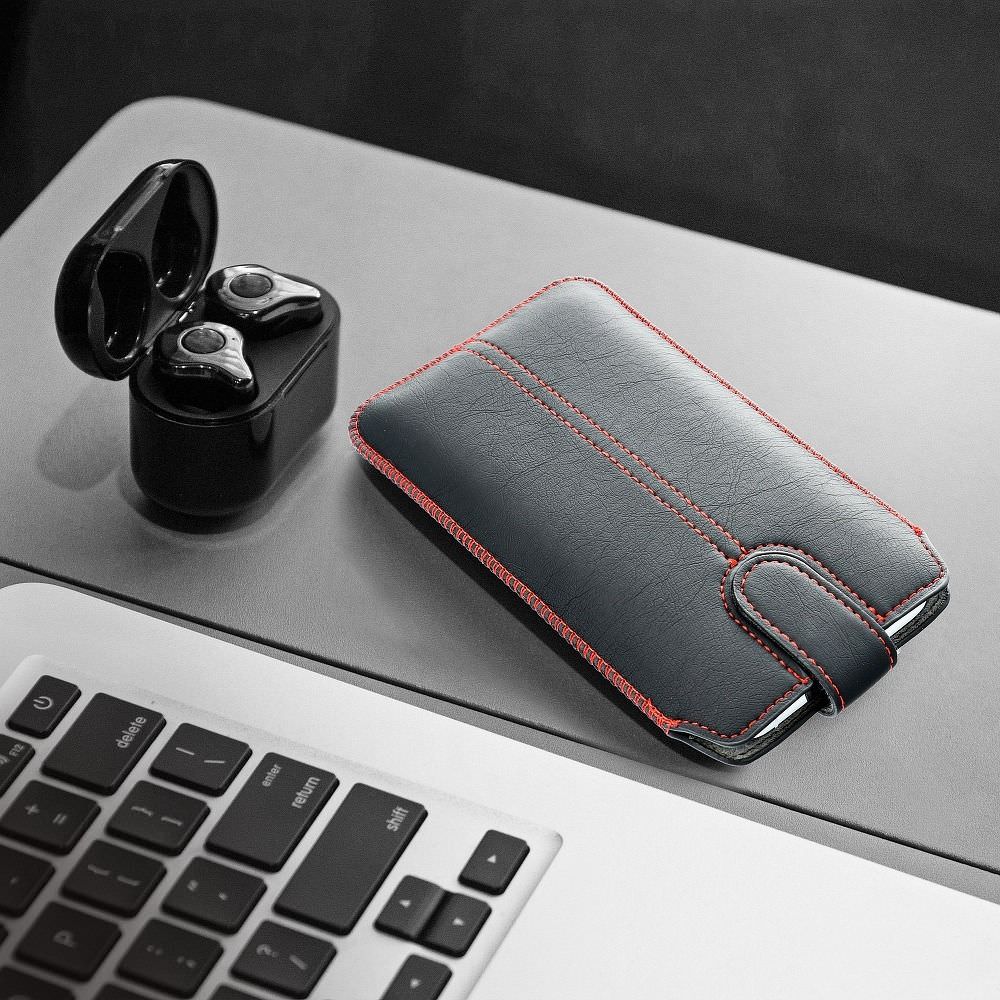 Telefono dėklas „Forcell Pocket Ultra Slim M4“, 91 × 167,5 mm, juodas aprašymas - Prekės nuotrauka