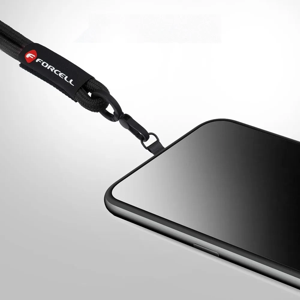 FORCELL F-DESIGN R10X40 riešo telefono virvelė su reguliuojamu ilgiu (maks. 20 cm kilpoje) juoda