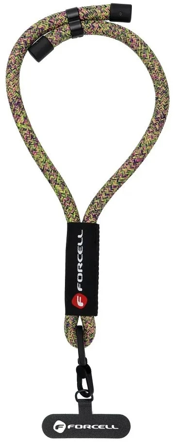 FORCELL F-DESIGN R10X40 riešo telefono virvelė su reguliuojamu ilgiu (maks. 20 cm kilpoje) žalias rožinis violetinis