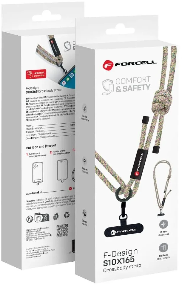 FORCELL F-DESIGN S10X165 reguliuojamo ilgio telefono virvelė (maks. 82,5 cm kilpoje) žalia rožinė violetinė