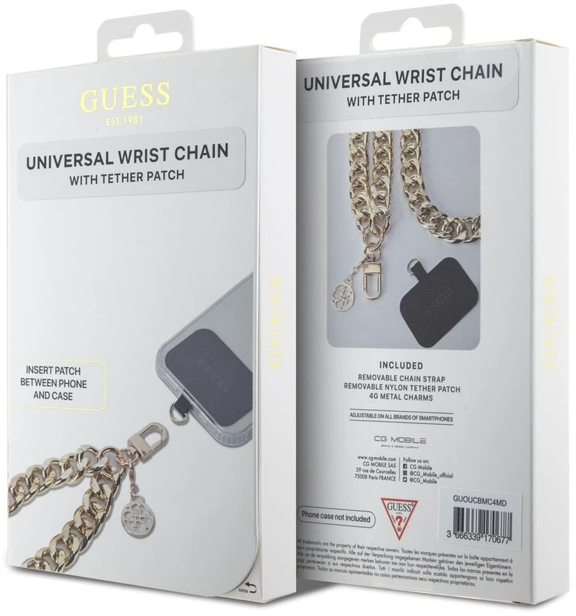 Guess universalus rankinis dirželis 4G Charm Gold