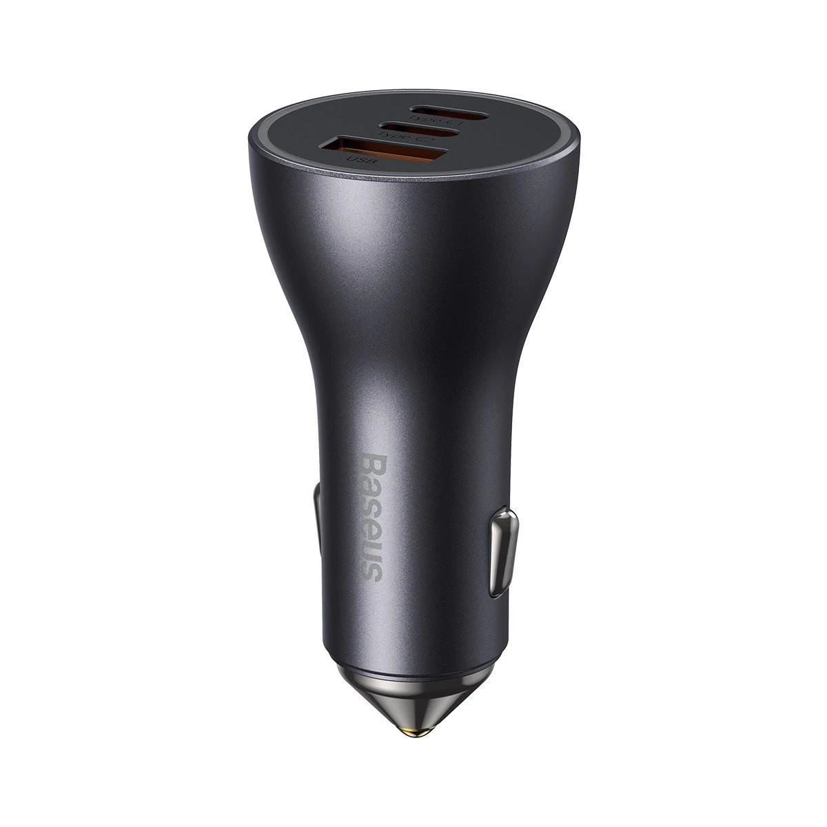 Baseus Automobilinis įkroviklis 12-24V 65W USB + 2xUSB-C QC4+ PD3.0, pilkas