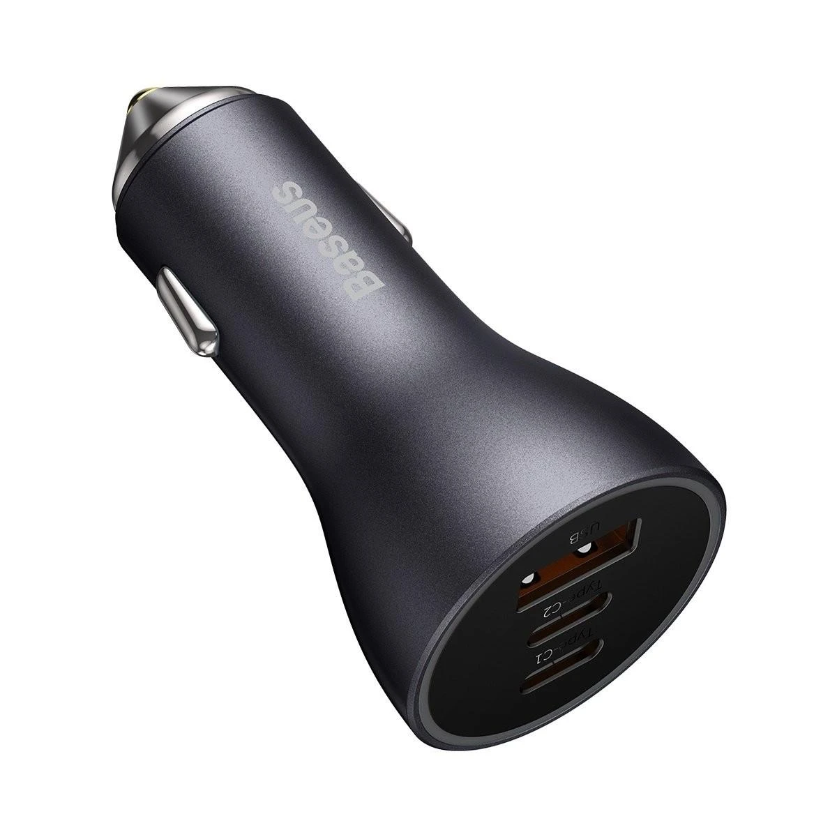 Baseus Automobilinis įkroviklis 12-24V 65W USB + 2xUSB-C QC4+ PD3.0, pilkas