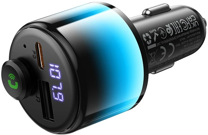 Automobilinis Bluetooth transmitteris Hoco 2 x USB A + USB C QC3.0 PD 42W E166 juodas