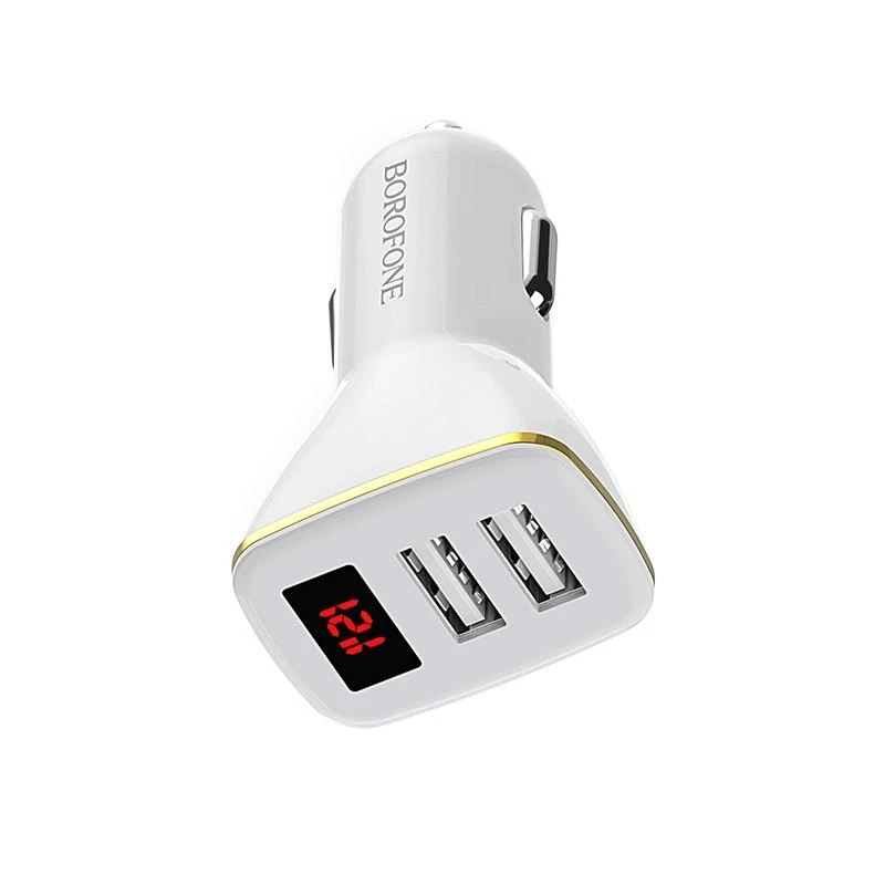 Dėklas Automobilinis įkroviklis Borofone BZ11 Speed Map Dual Port baltas