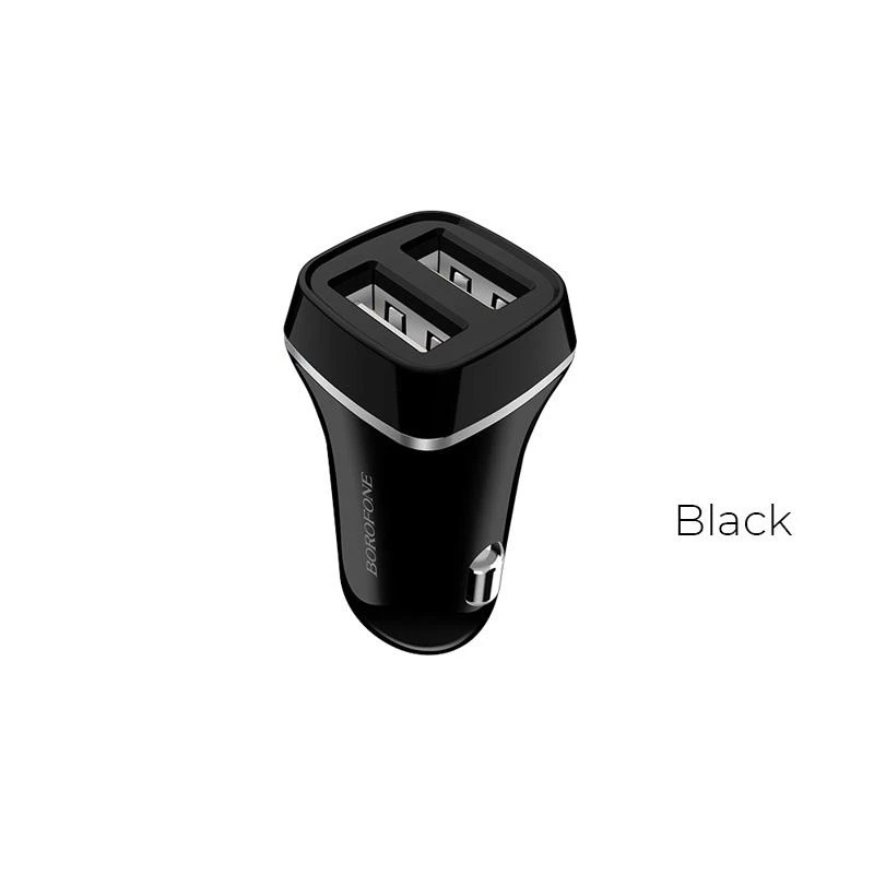 Dėklas Įkroviklis automobilinis Borofone BZ2 su dviem USB jungtimis (2.4A) juodas