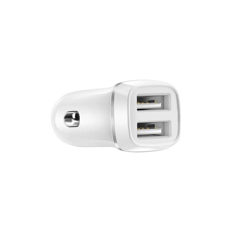 Dėklas Įkroviklis automobilinis Borofone BZ2 su dviem USB jungtimis (2.4A) baltas