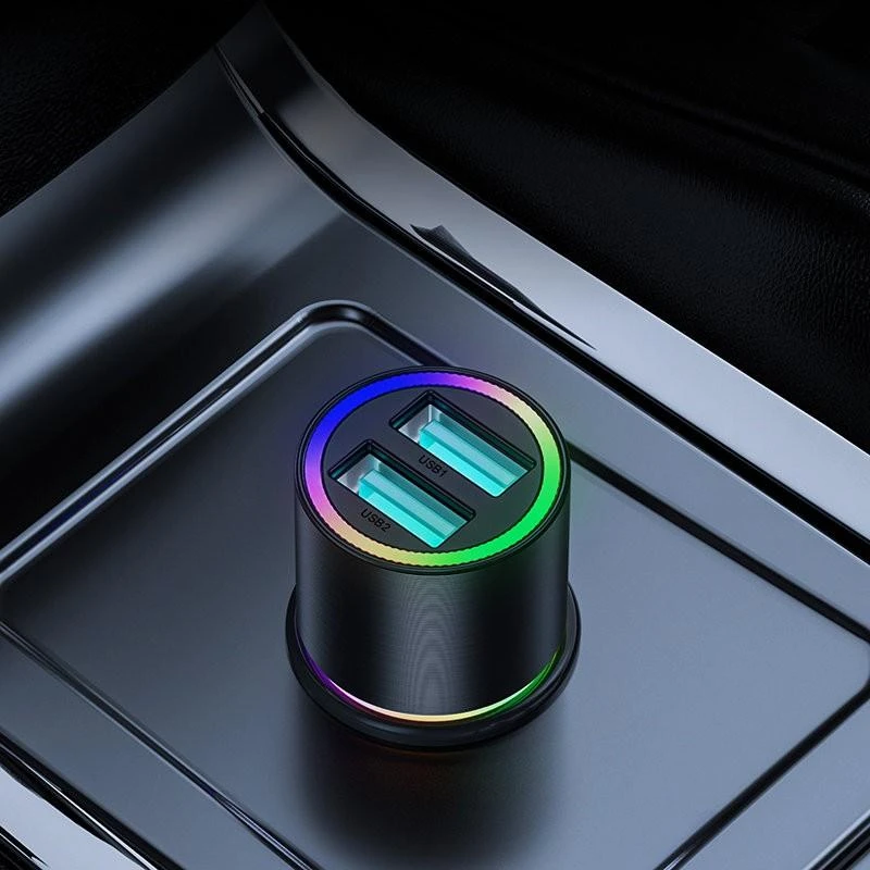 Įkroviklis automobilinis Joyroom JR-CL10 LED 2xUSB 24W + 3in1 USB Type-C/microUSB/Lightning 1.2m juodas