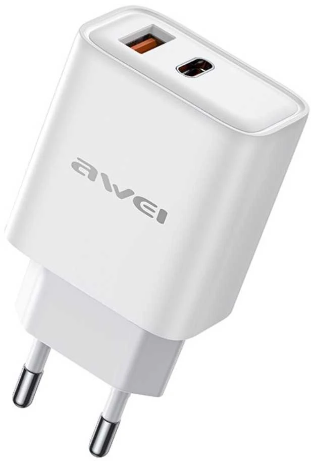 Įkroviklis Awei PD81-EU 22.5W USB-A/USB-C baltas
